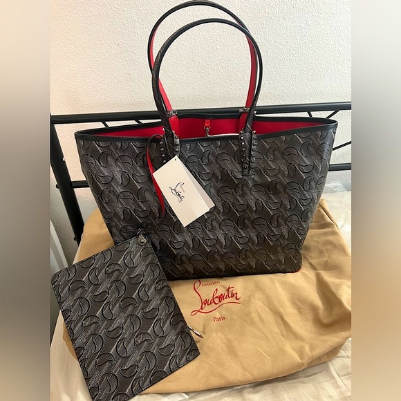 Brand NWT Christian Louboutin Cabata Monogram Toile Large Tote Bag and Pouch - Picture 2 of 15